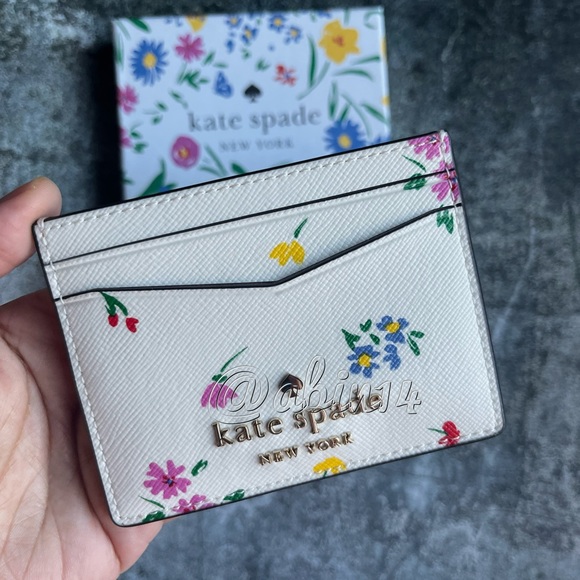 NWT Kate Spade Floral Print Leather Card Case In A Gift Box - Picture 2 of 6